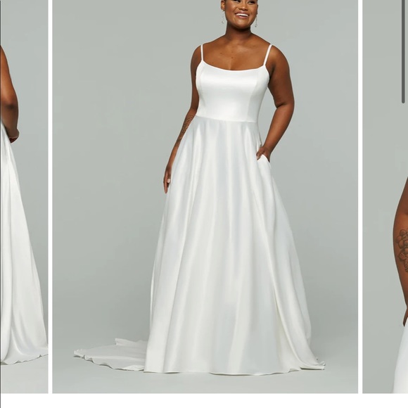 NWT Avery Austin “Giselle” Satin A-Line Wedding Dress - Picture 2 of 4